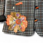 Vintage 90s Plaid Blazer w/ Floral Appliqué 💫 Alex KIN Black Size M Photo 5