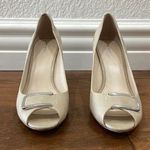 Coach Kellen Taupe Leather Peep Toe Wedge Heels Photo 0