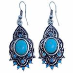 Costume Silver Tone Blue Boho Earrings Photo 0
