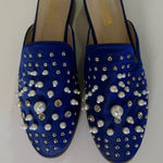 Catherine Malandrino  Embellished Mules Satin Royal Blue Photo 0