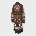 Lucky Brand Vintage Y2K Lucky Maxi Chunky Knit Wool Sweater Coat w/ Fringe – Brown S/M Boho Photo 9