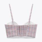 ZARA NEW Tweed Boucle Knit Corset Crop Top Bralette Pink & Blue Metallic Medium Photo 1