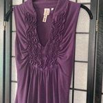 Heart soul  Sleeveless Ruffle V-Neck Blouse Shirt Purple Small Photo 1