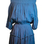 Hailey & Co. OFF THE SHOULDER TIERED BLUE FLOWY RAYON DRESS WOMEN'S SIZE LARGE Photo 0