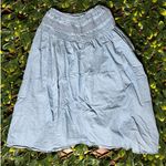 cupio  100% Cotton Smocked Waist Denim Boho Midi Skirt Size XL Photo 3