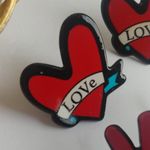 Love and Peace Sign Earrings Red Photo 1