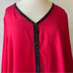 Elegant Red Women's Top with Black Trim Size M Photo 4