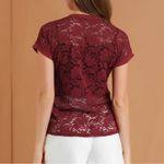 Allegra K  Dark Red Lace Short Sleeve Top Size Small Photo 2