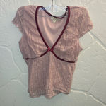 Elegant Mauve Lace Short Sleeve Top Pink Size M Photo 0