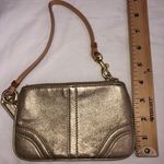 Coach Wristlet Gold Soft Leather Wallet Micro Purse Metallic Unisex Photo 5