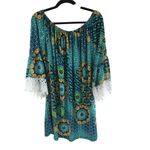 Winwin  Half Sleeve Lace Tunic Dress Shift Geometric Green Yellow 2XL-3XL Photo 2