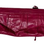 Isabella Fiore  Magenta Genuine Leather Floral Embellished Clutch NWOT Photo 1