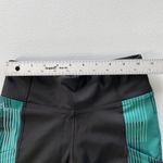 ASICS  D1 Leggings Womens XS Athletic Side Pockets Black Green Stripes Activewear Photo 6
