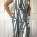 Drew  | Mustard Teal Stripe Tie Waist Jumpsuit Photo 0