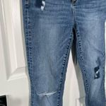 Loft  Women’s Modern Skinny Jeans Size 4/27 Blue Mid Rise Wash Distressed Ripped Photo 2