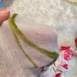 Floral Scarf Dark Pink Red White Green Rayon Thin Fabric Watercolor Style Photo 6