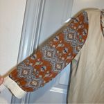 Gimmicks by BKE  Tan/Orange Sheer Split Back Blouse size M Photo 3