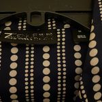 NY & Company 7th Ave Navy & White Dot Printed Button Down Blue Size M Photo 3