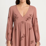 American Eagle Outfitters Mauve Embroidered Dress Photo 0