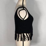 Raga Black Fringe Crochet Boho Festival Crop Top Women's Size Small Photo 3