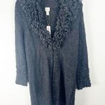 Chico's CHICO’S Heather Gray Drama Fringe Dina Wool Blend Longline Cardigan, Size Large Photo 4