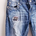 Miss Me  Denim Distressed Jean Capri Pants Rhinestone Photo 4