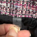 Bagatelle Tweed Pink Black Off White Cropped Single Button Blazer Jacket Large Photo 9