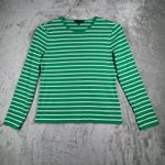 Ralph Lauren Lauren Black Tag Green White Striped Top Women L Long Sleeve Preppy Photo 1