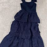 Lulus ‎ navy eyelet smocked dress tiered ruffles EUC Photo 1