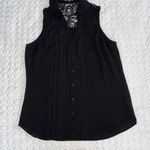 EXPRESS  women size XS black button down shirt with lace yoke loose fit Photo 1