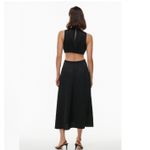 Aritzia  BABATON Cella Satin Dress Black Size Large Open Back Midi Photo 1