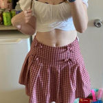 Red Gingham Bow Mini Skirt Size 2 Photo 0