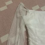 White Tulle Mesh Bodycon Off the Shoulder Polka Dot Pattern Mini Dress Size XS Photo 1