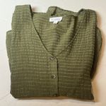 Blu Pepper  Olive Green Button Front Peplum Top Women's L Photo 4