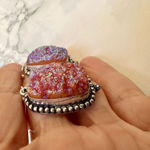 Silver aura Quartz druzy earrings Photo 7