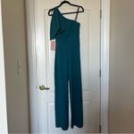 BHLDN NWT Windham Formal Crepe One-Shoulder Jumpsuit in Teal Size 2 Photo 2