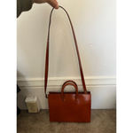 Pratesi Firenze Italian cognac Leather square Satchel Brown cross body bag Photo 2