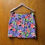 Ibkul Larisa Pull On Printed Skort Skirt Floral Navy Multi Red Purple Large L Photo 12