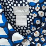 Chico's Size 2 12 14 Multicolor Abstract Animal Print Button Down Shirt Top Photo 4