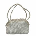 Vintage Purse Macrame Zipper Closure Scalloped Trim Small Cream Cottagecore Boho White Photo 0