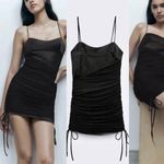 ZARA  mesh contrast black mini ruched dress Photo 0