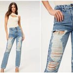 Good American Good Boy distressed Denim Blue Jeans Size 4/27 NEW! Photo 1