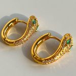 Snake Earrings, Snake Hoop Earrings Gold Photo 3