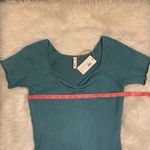 Wishlist NWT ruched ribbed sweetheart knit top dusty aqua junior large Photo 4