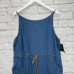 Vintage Original TY Wear Sleeveless Denim Dress Size 18 Midi Jumper Tie Belt New Blue Photo 2