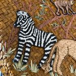 Vintage 2004 Cappelli Straworld basket weave Safari animal Purse Wood Handles Tan Photo 8