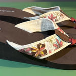 Easy Spirit  Women's Floral Wedge Sandal - Brown and Cream Photo 0
