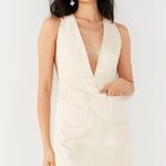 BDG Plunge V-Neck Denim Mini Dress - Women Size 0 - Cream Photo 0