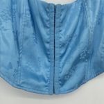 LA Hearts  Blue Satin Bra Crop Top Embroidered Butterflies Floral Smocked Size L Photo 3