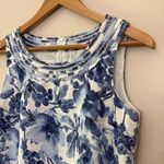 Charter Club  100% Linen Dress Sleeveless Blue Floral Costal Cottage Size 6 Photo 4